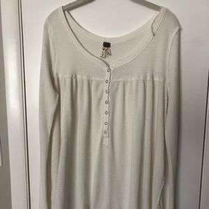 Free People Kai Long Sleeve Henley Top - Ivory